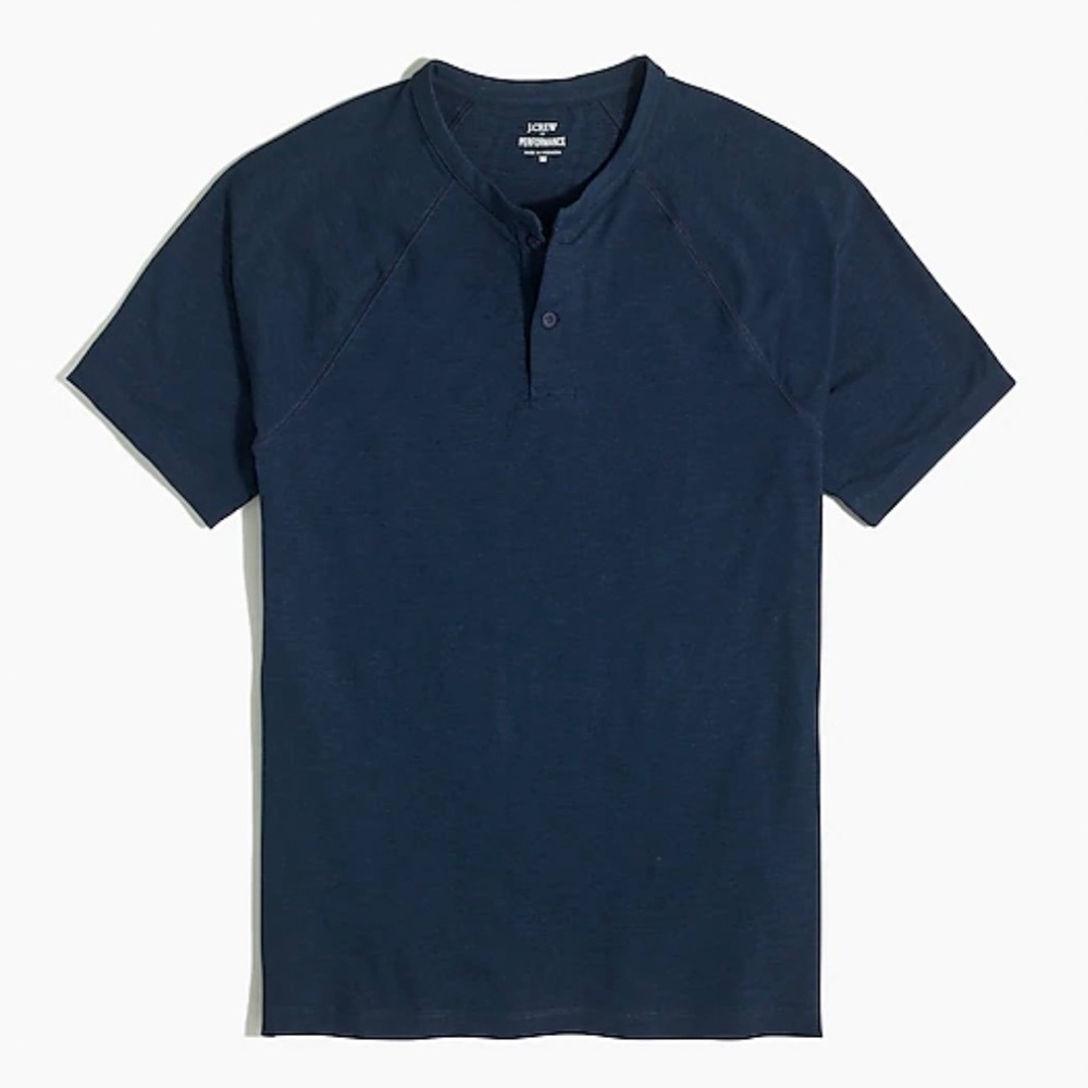 J Crew Factory Performance henley in the color deep midnight